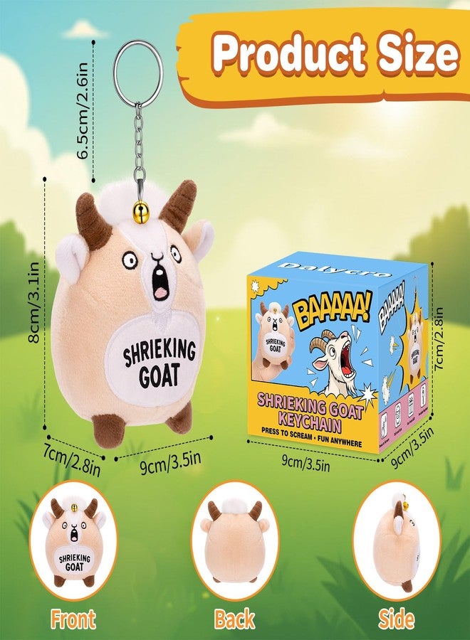 Dalycro Shrieking Goat Keychain Funny Plush Keychain with Goat Sound Cute Backpack Charm for Men Women Gag Gift (Khaki) - Image 2
